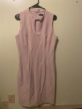 White House Black Market Sleeveless Blush Pink Midi Dress with Notch Neckline